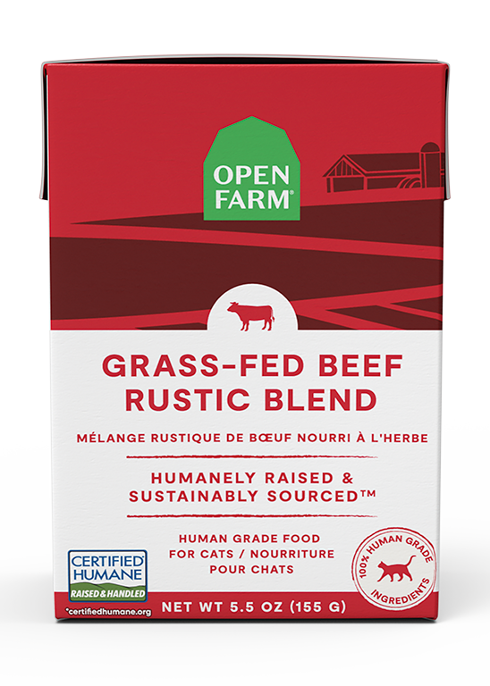 Open Farm Grass Fed Beef Rustic Blend Wet Cat Food 5.5 oz Case of 12