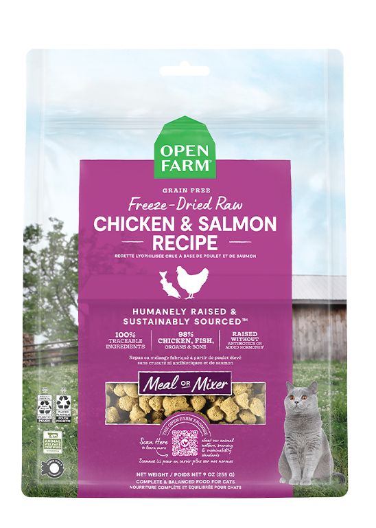 Open Farm Freeze Dried Raw Cat Food Chicken Salmon 3.5 oz