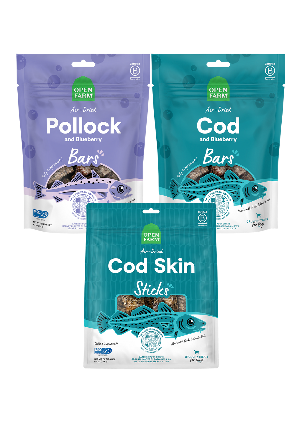 Icelandic Air-Dried Treats Variety Pack for Dogs by Open Farm