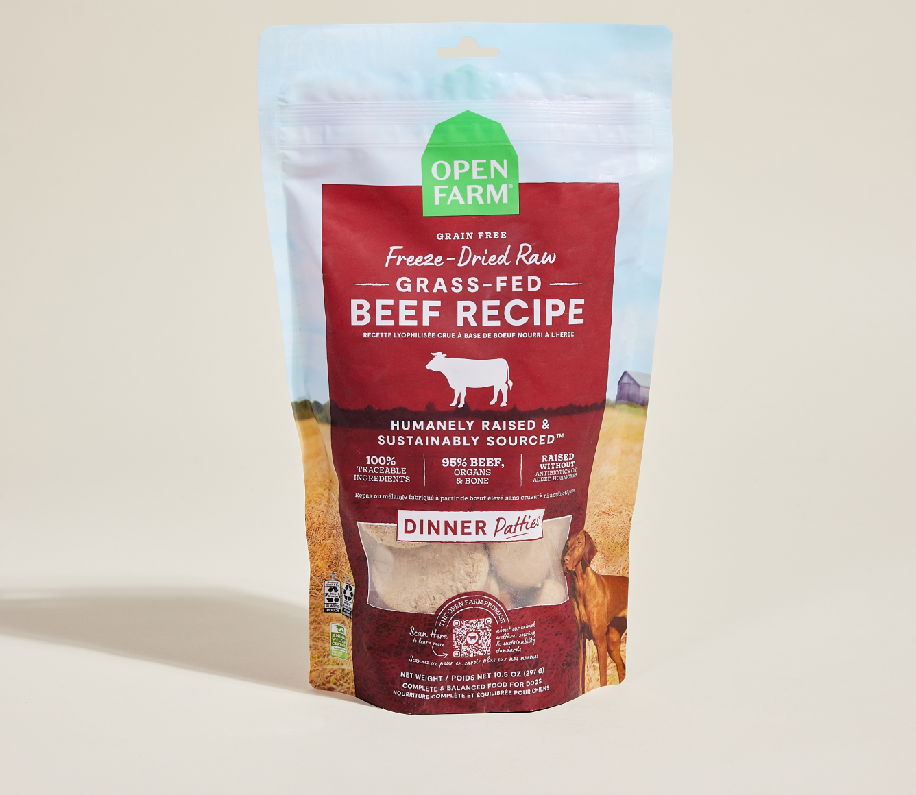 Nutrient-Dense Freeze Dried Raw Dog Food Beef Patties Open Farm