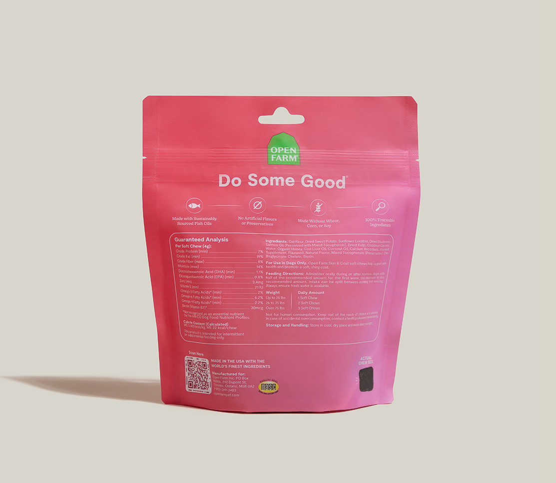Skin & Coat Food Supplement Chews for Dogs
