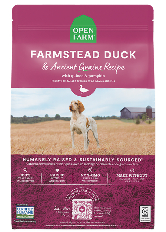Farmstead Duck Ancient Grains Dog Kibble by Open Farm