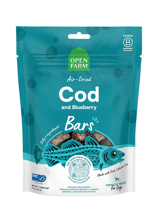 Icelandic Air-Dried Cod & Blueberry Dog Treat Bars by Open Farm