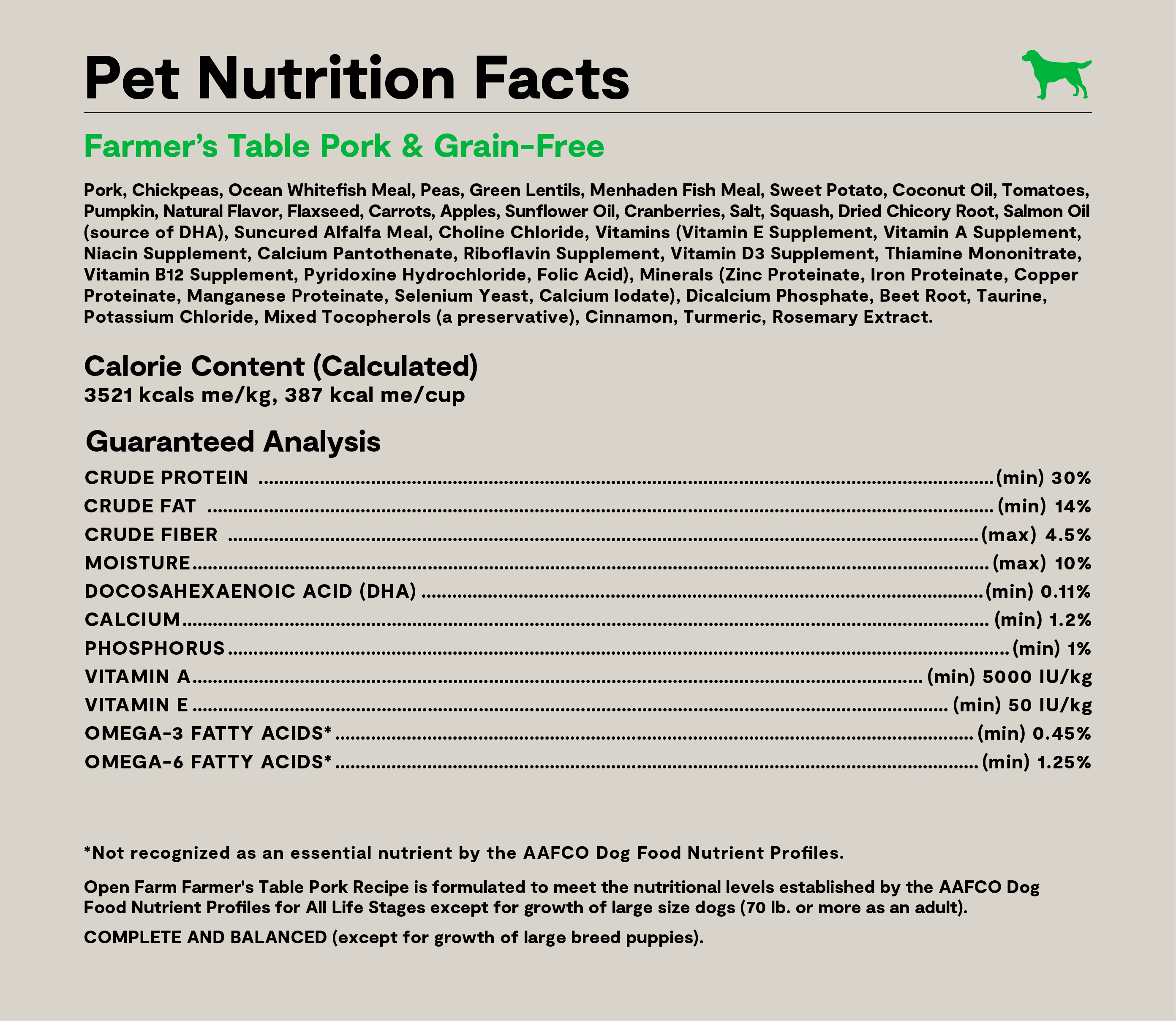 Farmer's Table Pork Grain-Free Dog Kibble