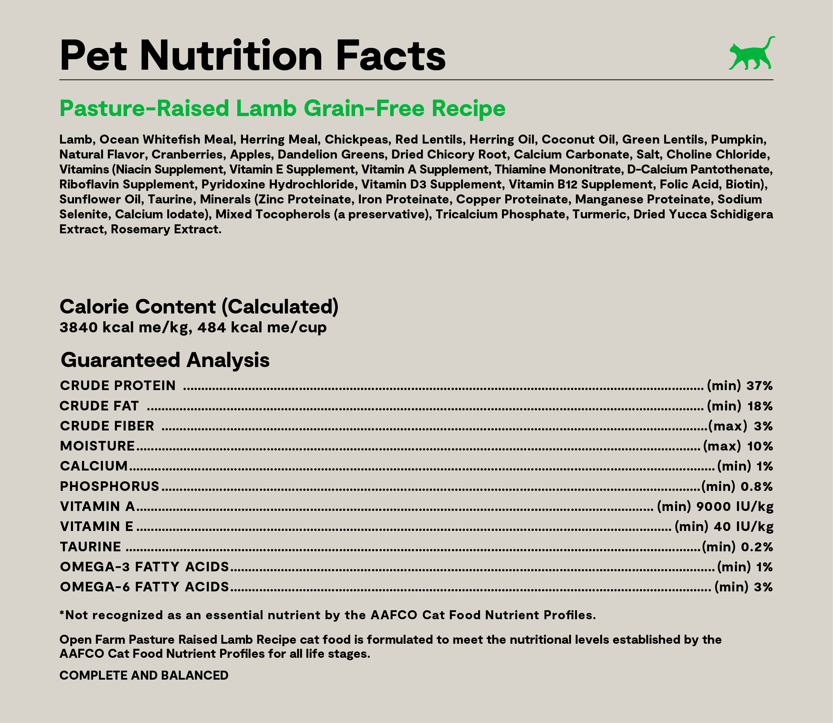 Pasture-Raised Lamb Grain-Free Cat Kibble