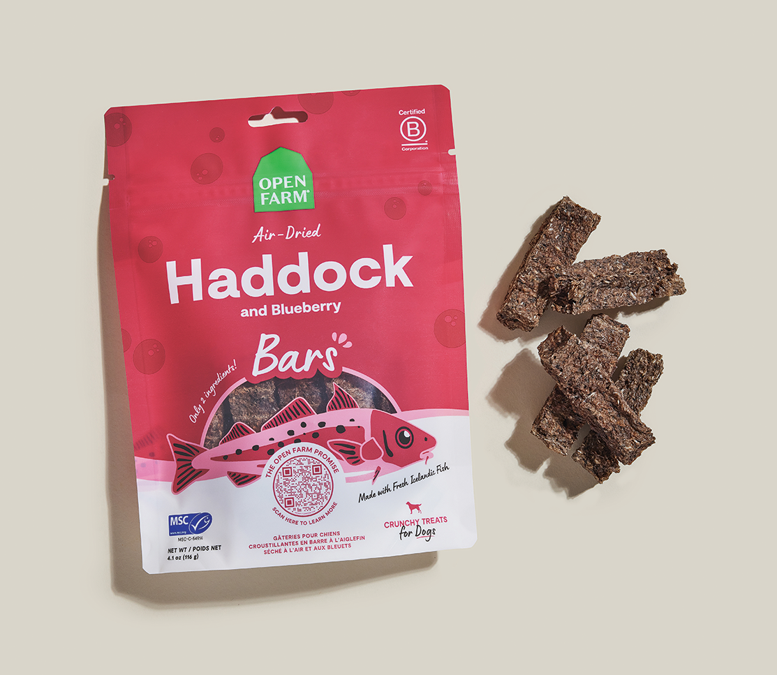 Icelandic Air-Dried Haddock & Blueberry Dog Treat Bars – Open Farm Icelandic Air-Dried Haddock & Blueberry Dog Treat Bars – Open Farm