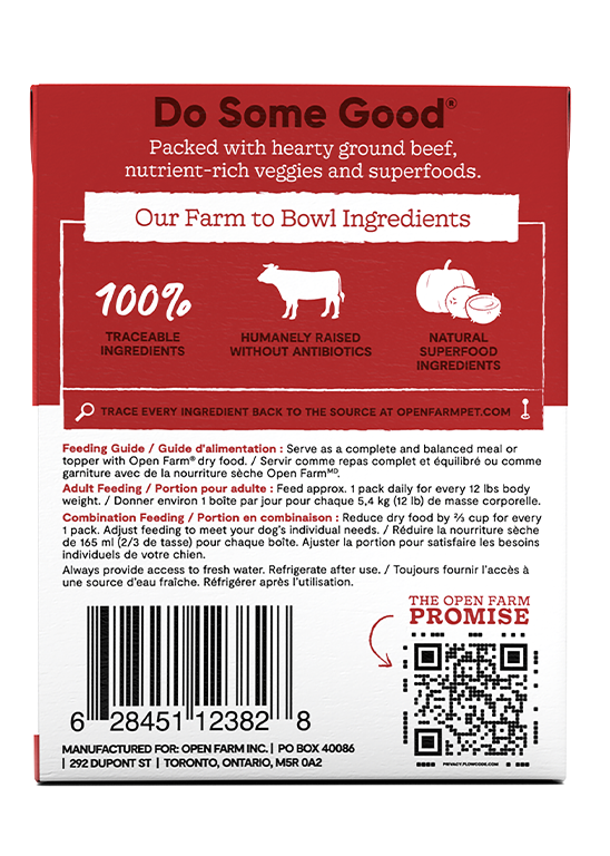 Open Farm Grass Fed Beef Rustic Stew Wet Dog Food 12.5 oz Case of 12