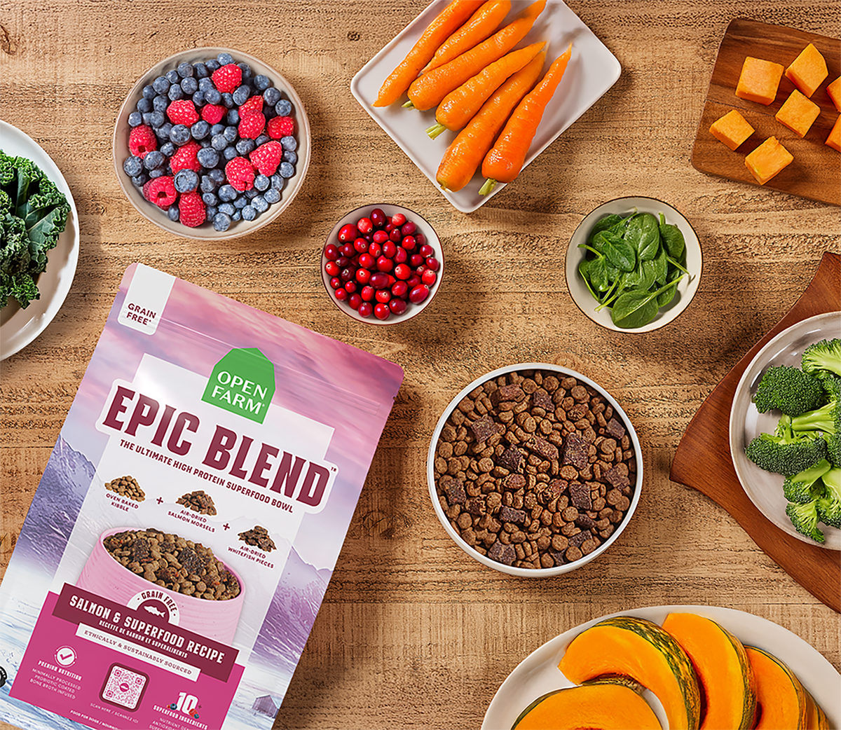 Epic Blend Salmon & Superfood Grain-Free Dog Kibble – Open Farm