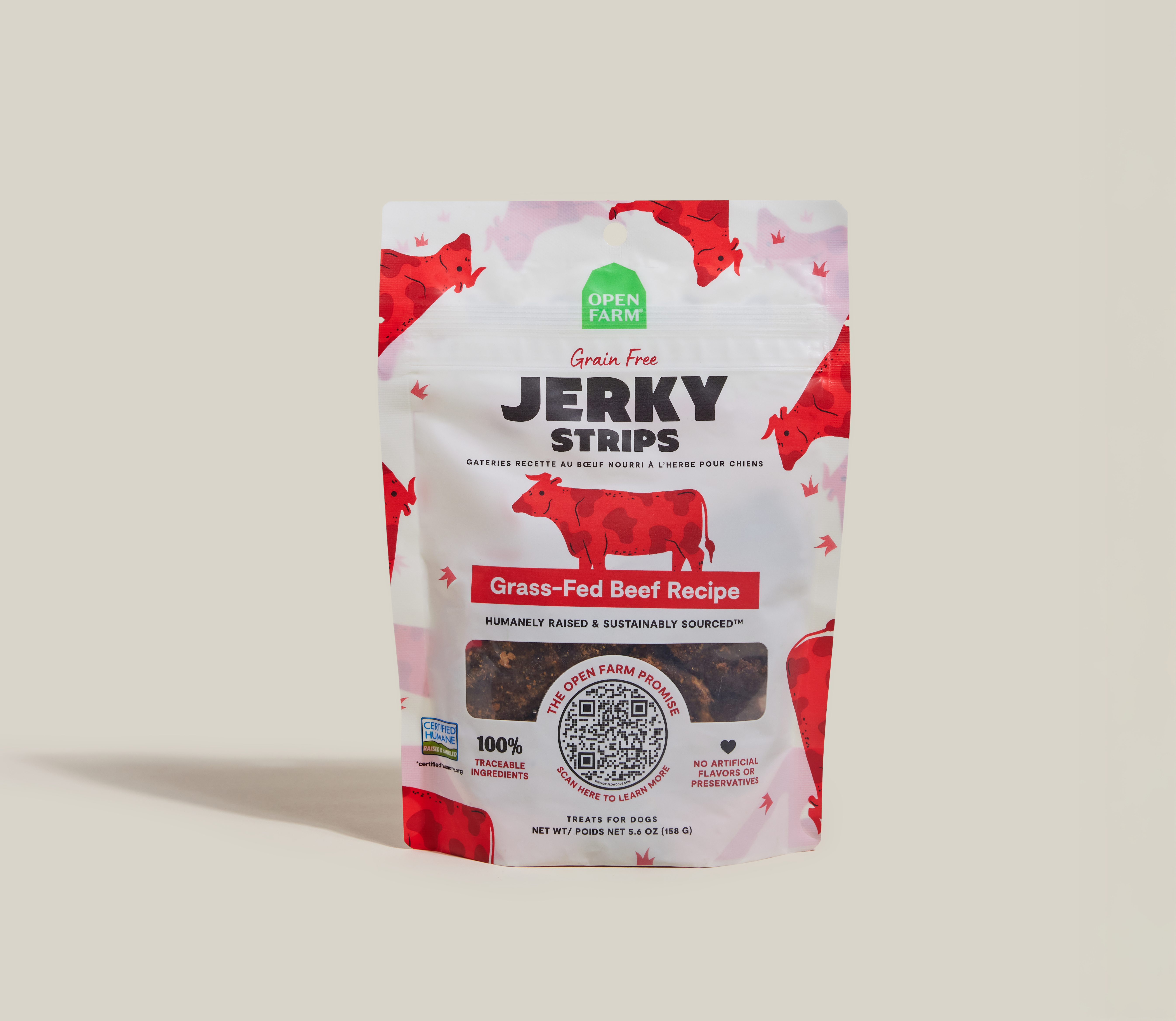 Grass Fed Beef Jerky Treats for Dogs Jerky Strips Open Farm