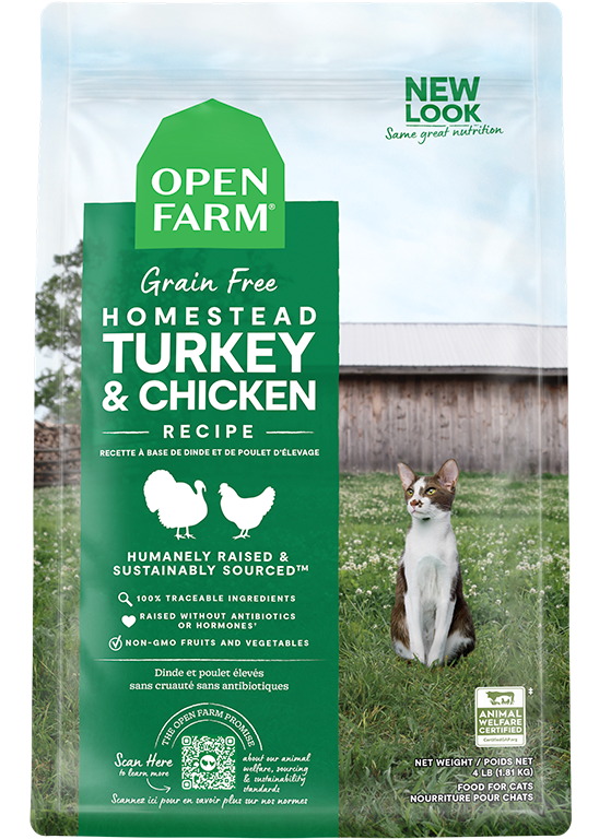 Homestead Turkey & Chicken Grain-Free Cat Kibble by Open Farm