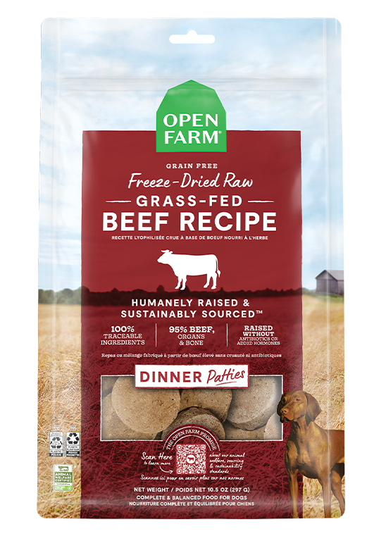 Grass-Fed Beef Freeze Dried Raw Patties for Dogs by Open Farm