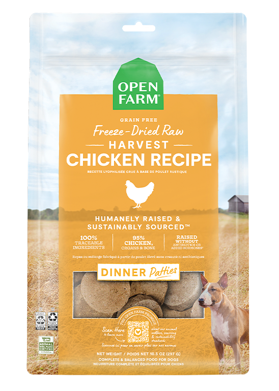 Harvest Chicken Freeze Dried Raw Patties for Dogs by Open Farm